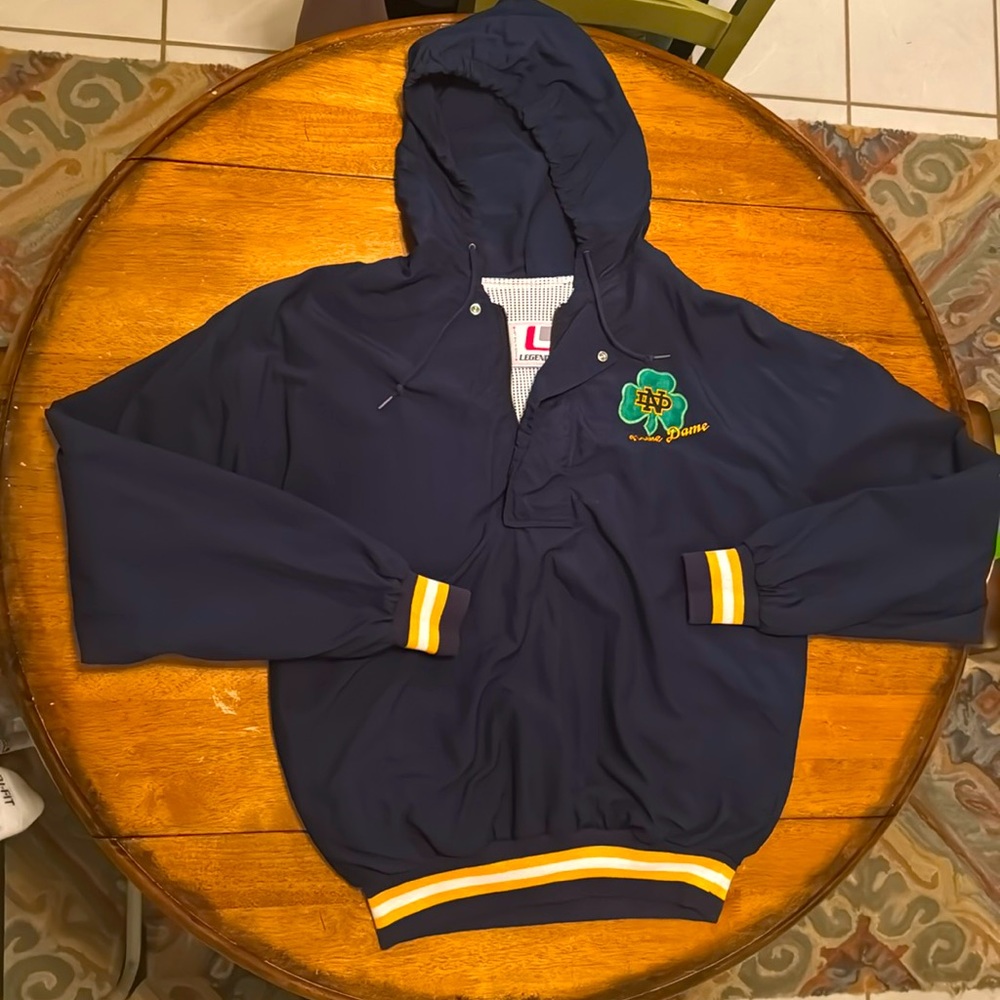 90’s College Navy Windbreaker with Breathable Lining and Embroidered Logo